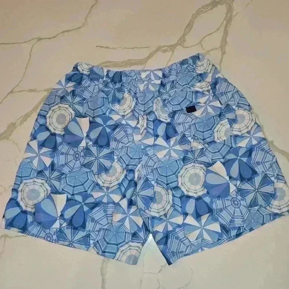 Vineyard Vines Mens Umbrella Abstract Print Swim Trunks Blue White Size Large - Picture 2 of 10